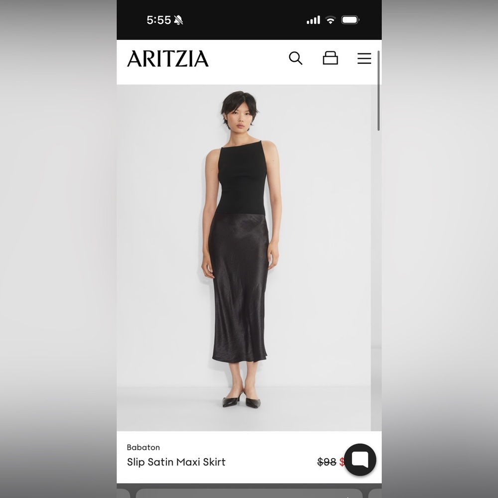 Aritza Babaton satin silk maxi skirt size 6 black